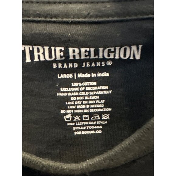 True Religion Mens Black Graphic T-Shirt Large 100% Cotton Fashion For The Sense - Picture 2 of 4